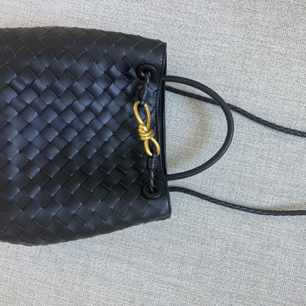 Elegant Black Woven Leather Bag